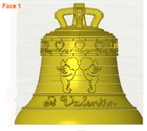 Decoration of a bronze bell for a gift on Valentine's Day