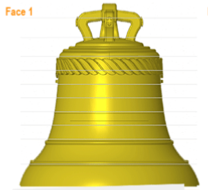 Decoration of a bronze bell with a marine halyard frieze